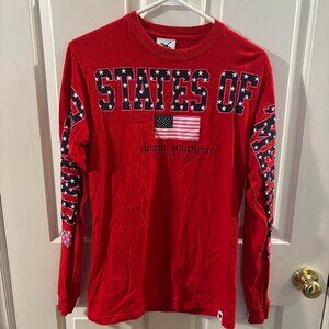 Simply Southern Women's Long Sleeve Red United States of 'Merica T-Shirt ~ Small